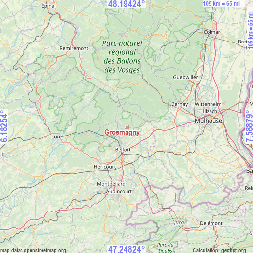 Grosmagny on map