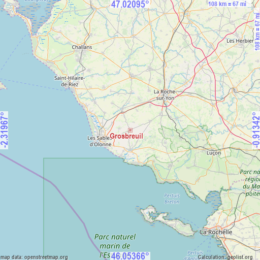 Grosbreuil on map