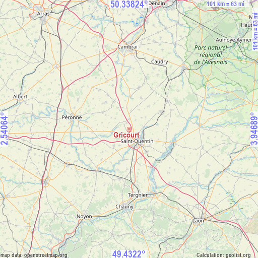 Gricourt on map