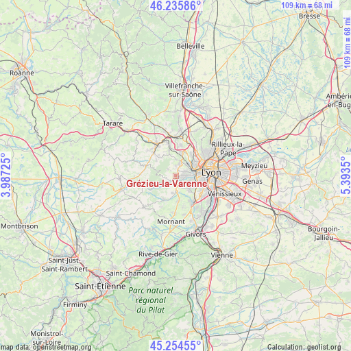 Grézieu-la-Varenne on map