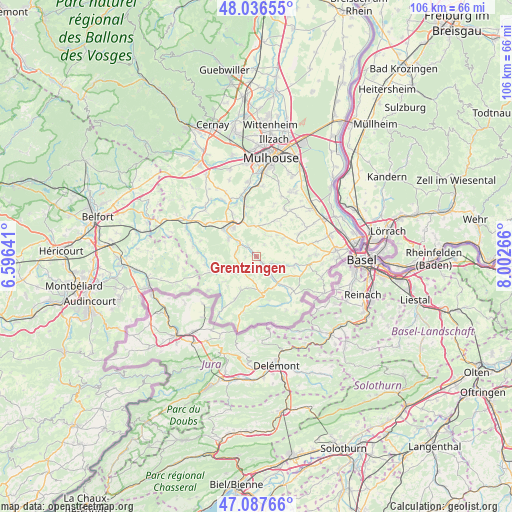 Grentzingen on map