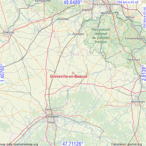 Greneville-en-Beauce on map