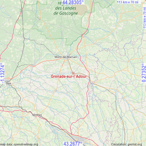 Grenade-sur-l’Adour on map