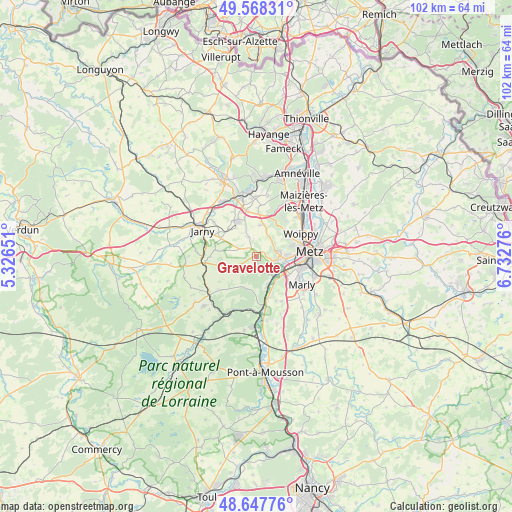 Gravelotte on map