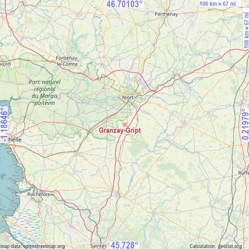 Granzay-Gript on map