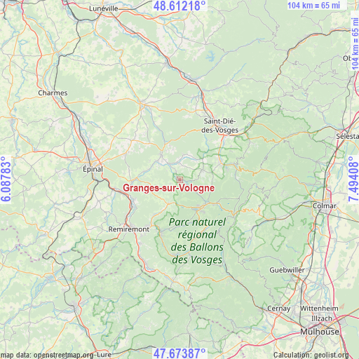 Granges-sur-Vologne on map
