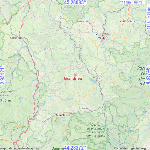 Grandrieu on map