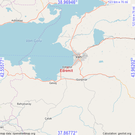 Edremit on map