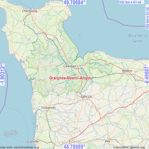 Graignes-Mesnil-Angot on map