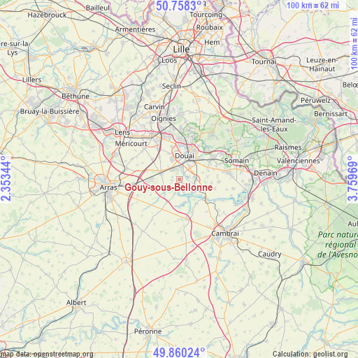 Gouy-sous-Bellonne on map