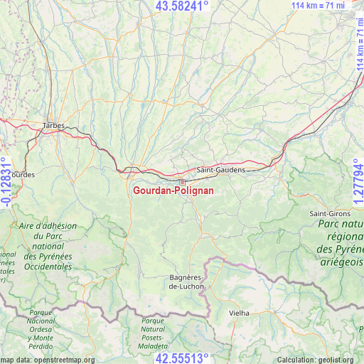 Gourdan-Polignan on map