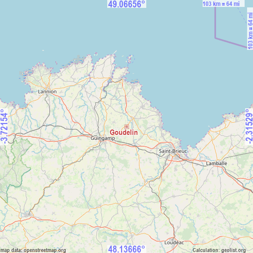 Goudelin on map