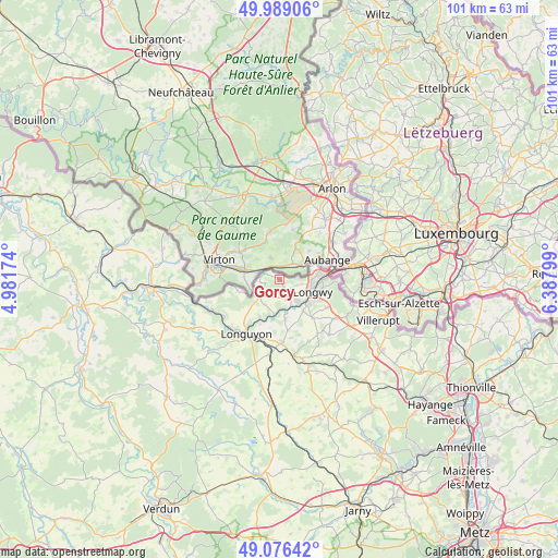 Gorcy on map