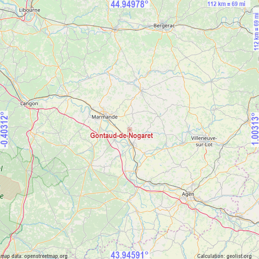 Gontaud-de-Nogaret on map