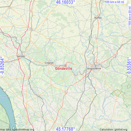 Gondeville on map