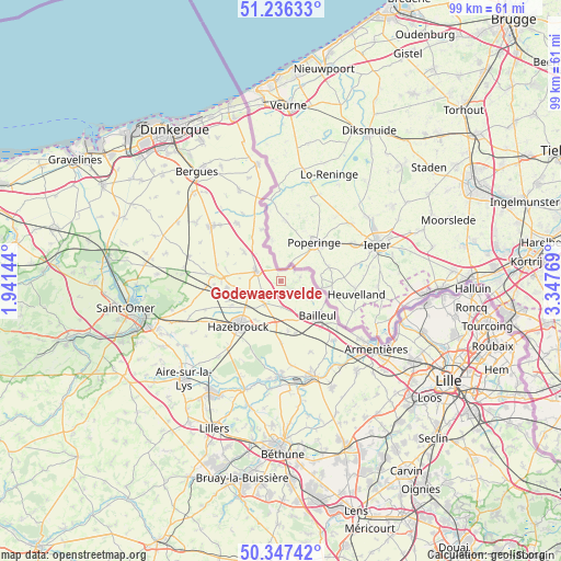 Godewaersvelde on map