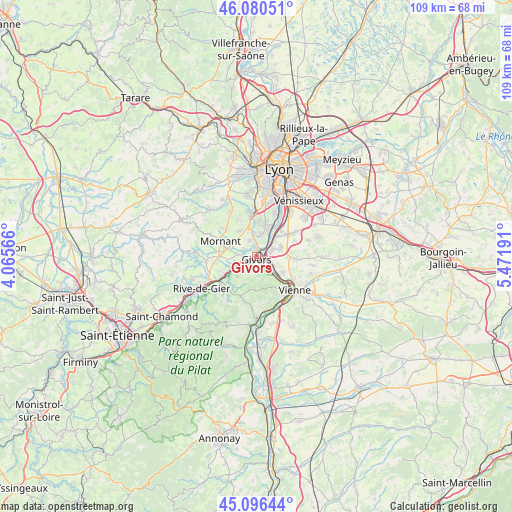 Givors on map
