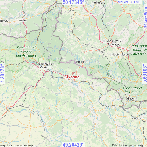 Givonne on map