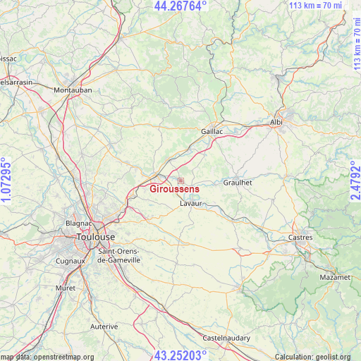 Giroussens on map