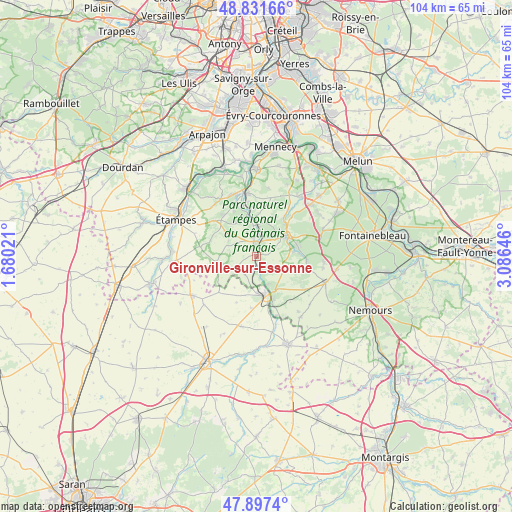 Gironville-sur-Essonne on map
