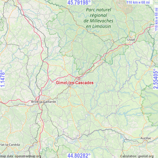 Gimel-les-Cascades on map