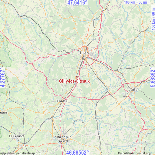 Gilly-lès-Cîteaux on map