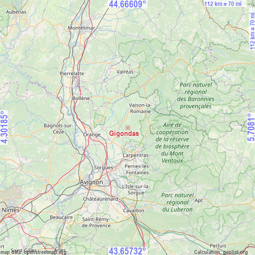 Gigondas on map