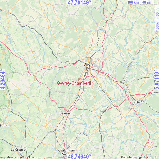Gevrey-Chambertin on map