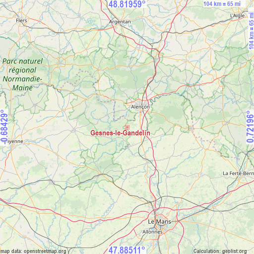Gesnes-le-Gandelin on map