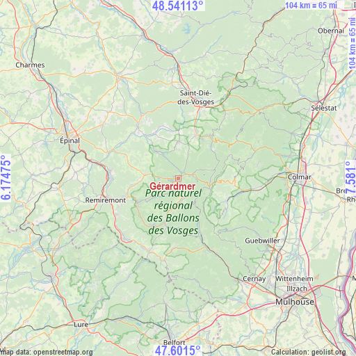 Gérardmer on map