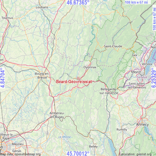 Béard-Géovreissiat on map