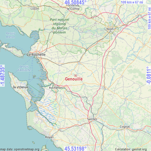 Genouillé on map