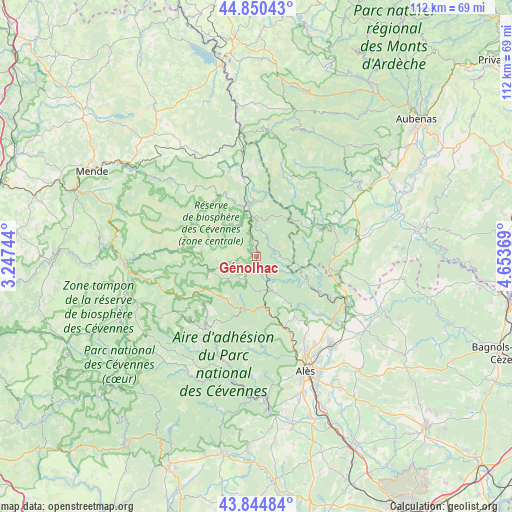 Génolhac on map
