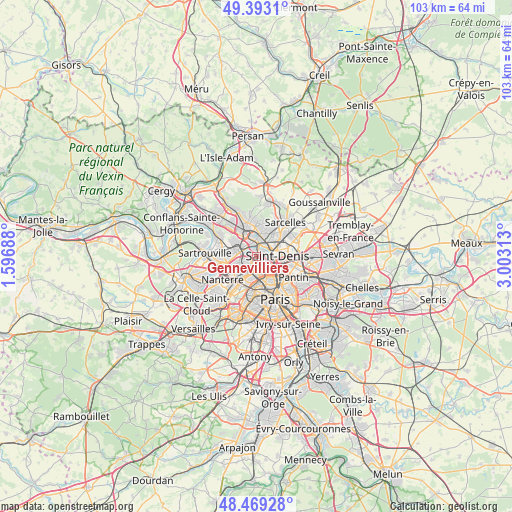 Gennevilliers on map