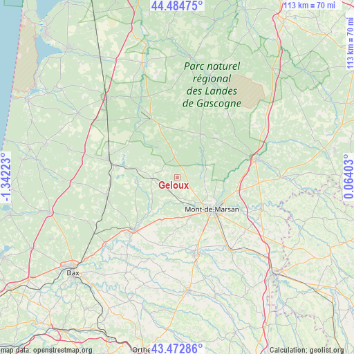 Geloux on map