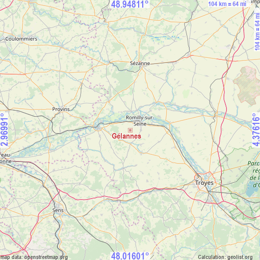 Gélannes on map