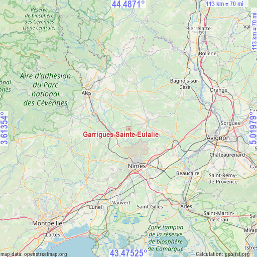 Garrigues-Sainte-Eulalie on map