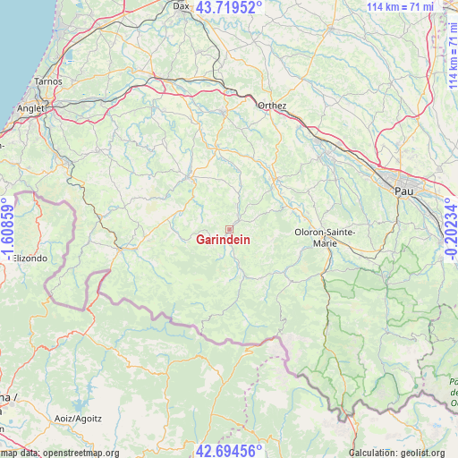 Garindein on map