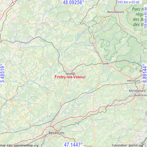 Frotey-lès-Vesoul on map