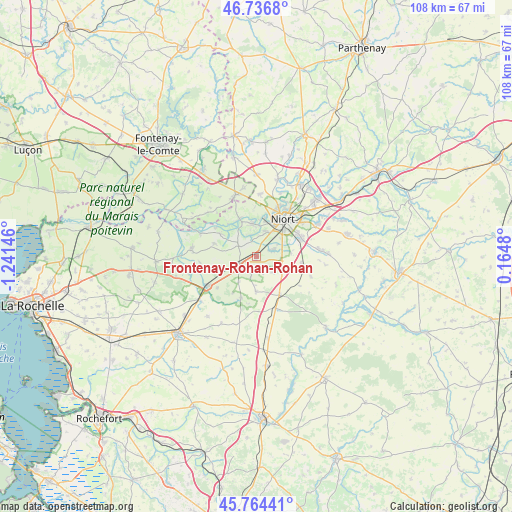 Frontenay-Rohan-Rohan on map