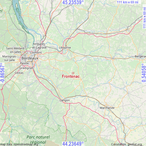 Frontenac on map