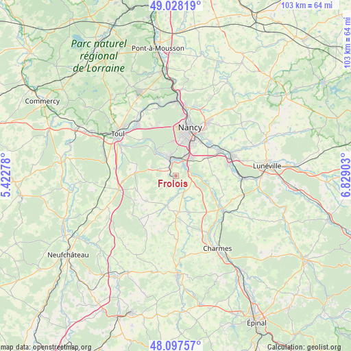 Frolois on map