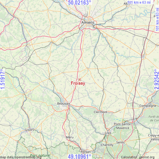 Froissy on map