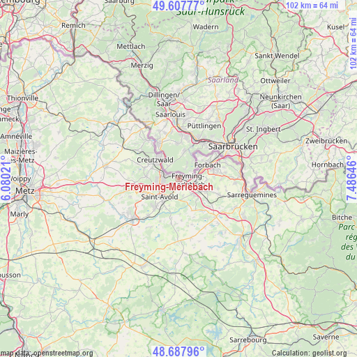 Freyming-Merlebach on map
