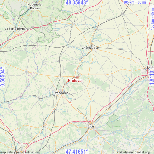 Fréteval on map