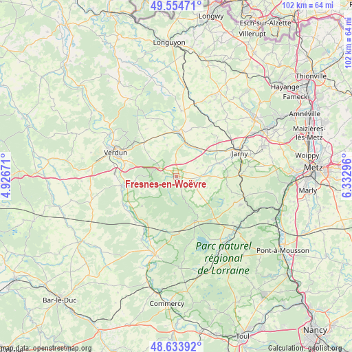 Fresnes-en-Woëvre on map