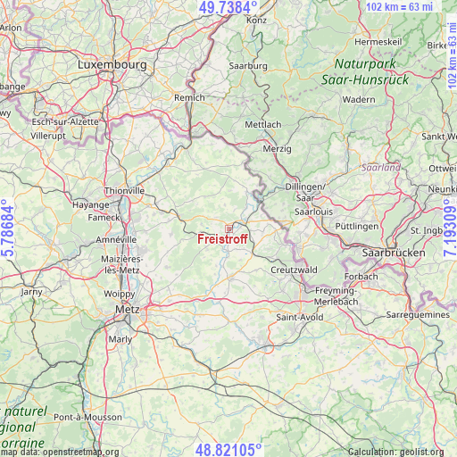 Freistroff on map