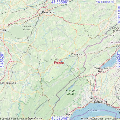 Frasne on map