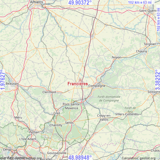 Francières on map