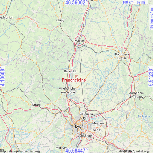 Francheleins on map